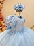 Vestido Infantil Azul Bebê Busto C/ Nervura Pérolas Daminhas - Mimo