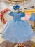 Vestido Infantil Azul Bebê Busto C/ Nervura Pérolas Daminhas - loja online