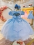 Vestido Infantil Azul Bebê Busto C/ Nervura Pérolas Daminhas - comprar online