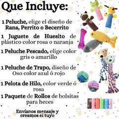 Bota Navideña "Personalizable" Para Mascotas Incluye 4 Juguetes y 1 Paq de Rollos para Heces - comprar en línea