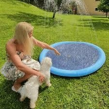 Chapoteadero con aspersor de agua, tapete acuático para mascotas