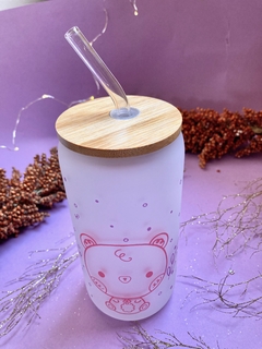 Osito tierno | VASO DE CRISTAL CON POPOTE Y TAPA DE BAMBÚ - comprar en línea