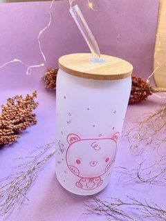 Osito tierno | VASO DE CRISTAL CON POPOTE Y TAPA DE BAMBÚ en internet