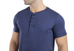 Camiseta Henley Egípcio Gola Padre Marinho - comprar online