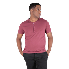 Camiseta Henley Egípcio Gola Padre Bordô