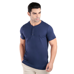 Camiseta Henley Egípcio Gola Padre Marinho