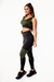 Calça Legging Preta com Verde Militar Cintura Alta e Cropped Regata com Detalhes em Tela Academia Conjunto Fitness | REF: CSV7 - comprar online