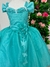 Vestido Marie Longo Manga Princesa Verde Tiffany na internet