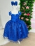 Vestido Marie Longo Manga Princesa Azul Royal