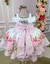 Vestido Mimadine Branco Florido Rosa Manga Princesa - Ferreira Kids