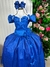 Vestido Marie Longo Manga Princesa Azul Royal na internet