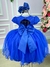 Vestido Menina Bonita Azul Royal Peito Rendado - Ferreira Kids