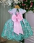 Vestido Marie Jardim Encantado Luxo Rosa e Verde Tiffany - Ferreira Kids