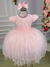 Vestido Menina Bonita Rosa Bebe Borboletas Peito de Tule