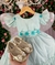 Vestido Infantil Lig Lig Verde Tiffany Cinto Florzinha - loja online