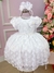 Vestido Miss Sweet Branco Lacinho Cinto Perolas