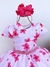 Vestido Juvenil Mimadine Florido Branco com Rosa - comprar online