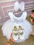 Vestido Marie Juvenil Branco Peito Glitter - Ferreira Kids