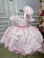 Vestido Miss Cherry Chapeu Rosa Flores e Borboletas