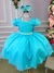 Vestido Ysa Kids Azul Tiffany Peito Perolas