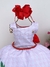 Vestido Infantil Banana Club Rosa com Branco Flores Cinto de "Perolas" - comprar online