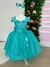 Vestido Marie Longo Manga Princesa Verde Tiffany