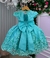 Vestido Marie Jardim Encantado Luxo Verde Tiffany - Ferreira Kids