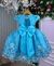 Vestido Marie Jardim Encantado Luxo Azul Tiffany - Ferreira Kids