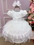 Vestido Miss Sweet Branco Saia Poa