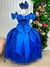 Vestido Marie Longo Manga Princesa Azul Royal - loja online