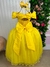 Vestido Marie Longo Manga Princesa Amarelo A Bela e a Fera