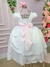 Vestido Lorenzetti Longo Branco Peito Rendado Cinto Rosa - Ferreira Kids