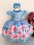 Vestido Infantil Menina Bonita Florido Azul