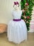 Vestido Marie Longo Branco Laço Roxo