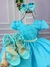 Vestido Ysa Kids Azul Tiffany Peito Perolas - comprar online