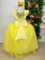 Vestido Vila Lele Longo Jardim Encantado Borboletas Amarelo - loja online