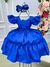 Vestido Infantil Lig Lig Azul Royal Cinto Florzinha