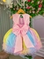 Vestido Infantil Marie Jardim Encantado Rosa Arco Iris Colorido - Ferreira Kids