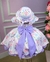 Vestido Miss Cherry Chapeu Lilas Flores e Borboletas - Ferreira Kids