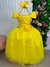 Vestido Marie Longo Manga Princesa Amarelo A Bela e a Fera