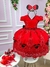 Vestido Infantil Princesa Temático Minnie/Minie Realeza Luxo Vermelho