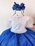 Vestido Infantil Marie Longo Branco com Azul Royal Cinto de "Perolas" - comprar online