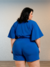 Cropped Decote V Azul Plus Size - comprar online