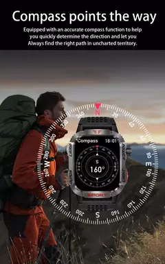 Relógio inteligente militar ao ar livre para homens, Smartwatch impermeável, G - PEQUIBR IMPORTS