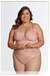 Conjunto plus size de renda com reccortes vazados - rosa romance