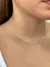 Colar Choker Elos com Chapinhas Batida 35cm na Prata