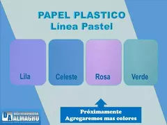 Papel Plástico Calf Nacional x 1.10 Ancho, colores Pastel