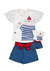 Conjunto Urso com shorts chambray MENINA & BONECA