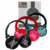 Fones de ouvido Bluetooth sem fio Everest JB950 em várias cores: preto, vermelho e azul, com embalagem ao fundo.