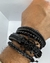 Pulseras de cuero con dije de timón color negro